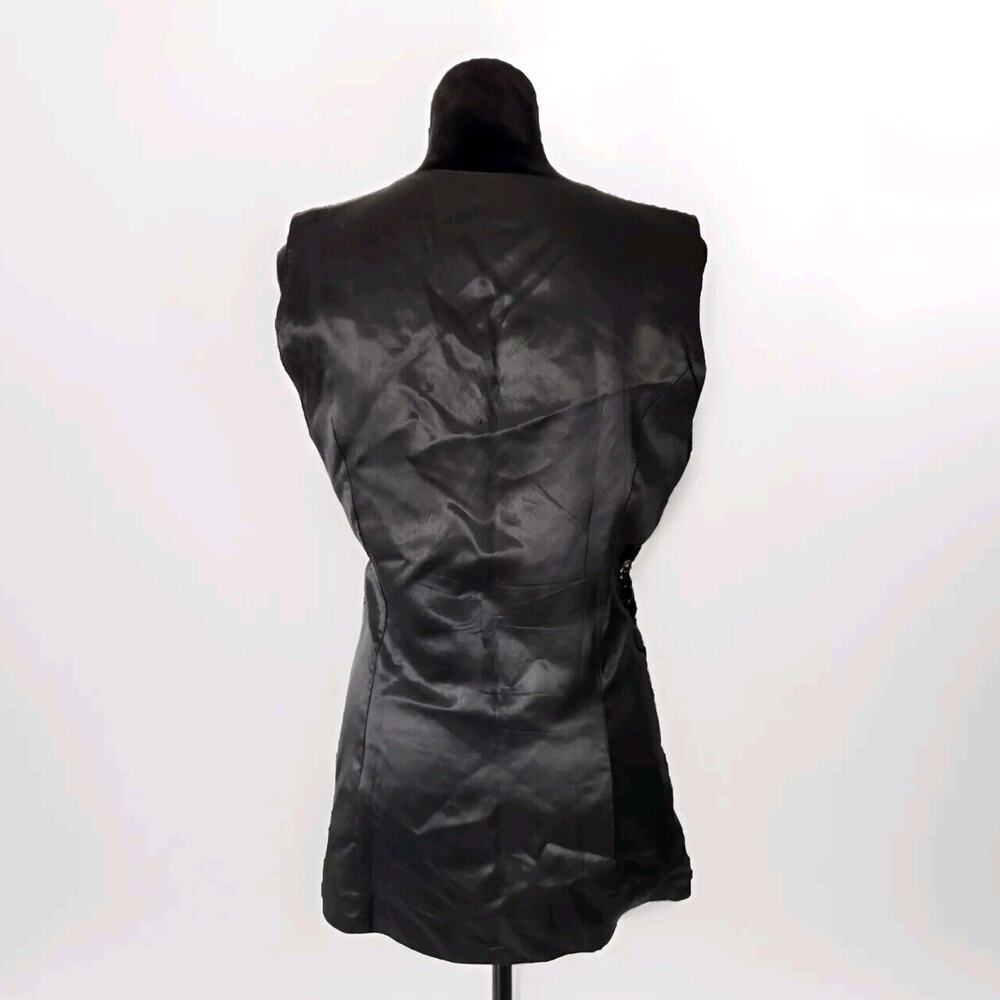 Vintage Victory Women's Black Embroidered Beaded Vest With Gold Buttons Small - Picture 3 of 6